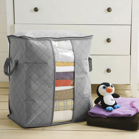Grey Storage Bag Household Clothes Quilt Pillow Blanket Storage Bag